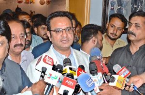 DG Archaeology Punjab Zaheer Abbas Malik talking to media persons after the inaugurating a museum on the occasion of World Museum Day.