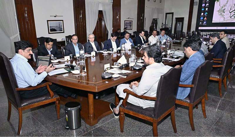 Sindh Chief Minister Syed Murad Ali Shah presides over a meeting to approve major infrastructure and road development projects for the city