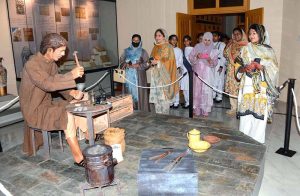 DG Archaeology Punjab Zaheer Abbas Malik talking to media persons after the inaugurating a museum on the occasion of World Museum Day.