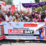 Brick Kiln workers participate in rally to mark International Labour Day at Radio Pakistan Road