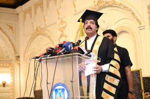 Governor Punjab Sardar Saleem Haider Khan addressing to the ceremony of 7th convocation of Government College Women University