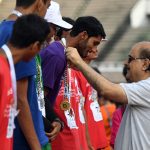 Federal Secretary for Inter-Provincial Coordination (IPC) and Director General of the Pakistan Sports Board, Mohyuddin Wani, presents medals to winners during Pakistan National Games 2026, organized by Special Olympics Pakistan, celebrating talent, courage, and inclusion of athletes with intellectual disabilities