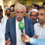 Federal Minister for Board of Investment Qaiser Ahmed Sheikh talking ot media after offering Eidul Azha prayers at Central Eid Gah