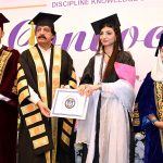 Governor Punjab Sardar Saleem Haider Khan, along with VC Dr. Shazia Bashir distributing shields and degrees among the students at the 7th Convocation of Government College Women University Sialkot