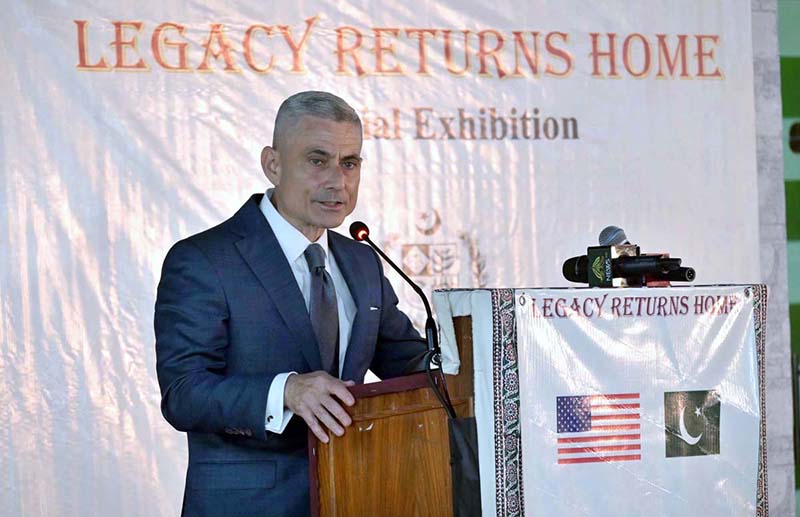 U.S. Assistant Secretary for South and Central Asian Affairs S. Paul Kapur, speaking at the ceremony of a special exhibition titled “Legacy Returns Home” at the Islamabad Museum, showcasing selected cultural heritage artifacts repatriated to Pakistan from the United States of America
