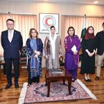 First Lady Bibi Aseefa Bhutto Zardari visiting the exhibition titled "Humanitarian Journey of PRCS" during her visit to the Pakistan Red Crescent Society Headquarters