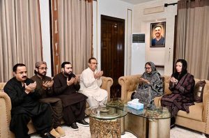 First Lady and MNA, Bibi Aseefa Bhutto Zardari and Central President of PPP Women Wing Faryal Talpur offering condolences to MNA Ejaz Jakhrani on the demise of his son