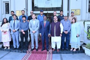 Ambassador Extraordinary and Plenipotentiary of the Ethiopia to Pakistan Dr. Oumer Hussein Oba, in a group photo with Business Community at SCCI