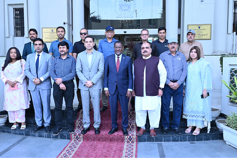 Ambassador Extraordinary and Plenipotentiary of the Ethiopia to Pakistan Dr. Oumer Hussein Oba, in a group photo with Business Community at SCCI