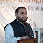 Federal Minister for National Heritage and Culture Division, Aurangzeb Khan Khichi, speaking at the ceremony of a special exhibition titled “Legacy Returns Home” at the Islamabad Museum, showcasing selected cultural heritage artifacts repatriated to Pakistan from the United States of America