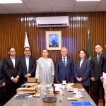 Federal Secretary for Climate Change and Environmental Coordination Aisha Humera Moriani (center) poses for a group photograph with MOCC&EC officials and members of a Turkish delegation following a meeting at the Ministry