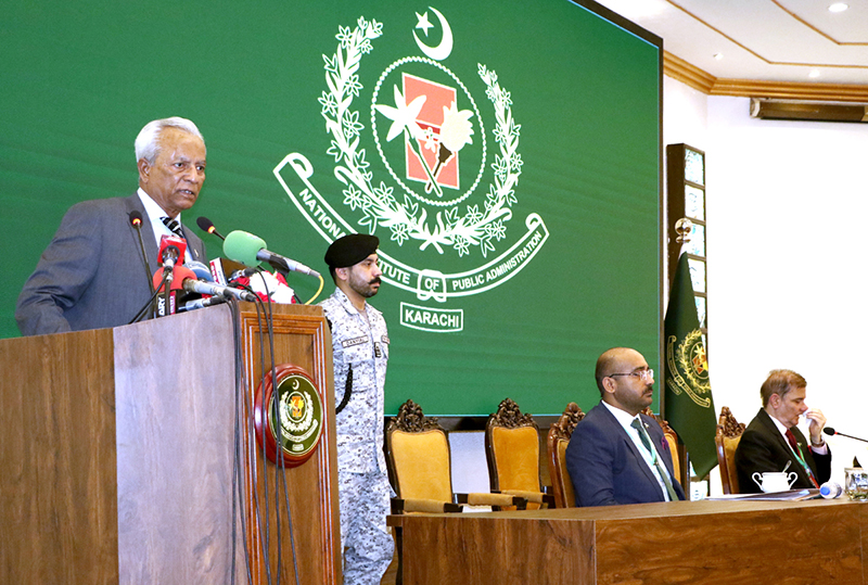 Governor Sindh Syed Muhammad Nehal Hashmi addressing to the Graduation ceremony of 39th Senior Management Course (SMC at National Institute of Public Administration, (NIPA)