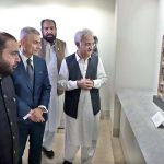Federal Minister for National Heritage and Culture Division, Aurangzeb Khan Khichi and U.S. Assistant Secretary for South and Central Asian Affairs S. Paul Kapur are being briefed during their visit of a special exhibition titled “Legacy Returns Home” at the Islamabad Museum, showcasing selected cultural heritage artifacts repatriated to Pakistan from the United States of America