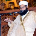 Hafiz Muhammad Tahir Ashrafi, Chairman Pakistan Ulema Council and Coordinator National Peace Message Committee, addresses a gathering related to Hajj at Grand Jamia Masjid, Bahria Town