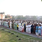 A large number of faithful offering Eidul Azha prayer at Haji Abad Ground