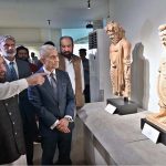 Federal Minister for National Heritage and Culture Division, Aurangzeb Khan Khichi and U.S. Assistant Secretary for South and Central Asian Affairs S. Paul Kapur are being briefed during their visit of a special exhibition titled “Legacy Returns Home” at the Islamabad Museum, showcasing selected cultural heritage artifacts repatriated to Pakistan from the United States of America