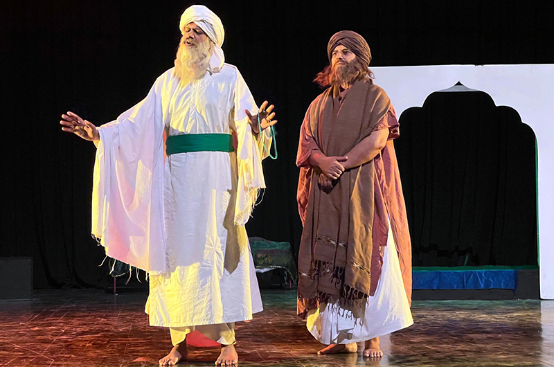 Artists perform in the theatre production “Bala,” based on the life of renowned Sufi poet Bulleh Shah, staged by Lahore Arts Council Alhamra in collaboration with Ajoka Theatre