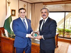 Chief Justice of Pakistan, Justice Yahya Afridi in a meeting with a delegation from the Republic of Azerbaijan led by Justice Minister Farid Ahmadov at the Supreme Court of Pakistan