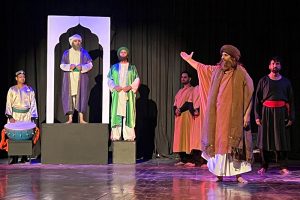 Artists perform in the theatre production “Bala,” based on the life of renowned Sufi poet Bulleh Shah, staged by Lahore Arts Council Alhamra in collaboration with Ajoka Theatre