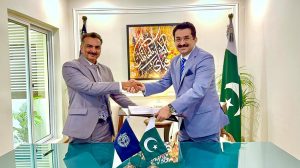 Director General of PACA, Mr. Ghulam Safdar Shah and Director General of ACE Balochistan, Mr. Naseebullah Kakar, shaking hands after signing the MoU