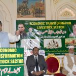 Parliamentary secretary for livstock punjab Sardar Asim shair Maken addressing farmers during a seminar