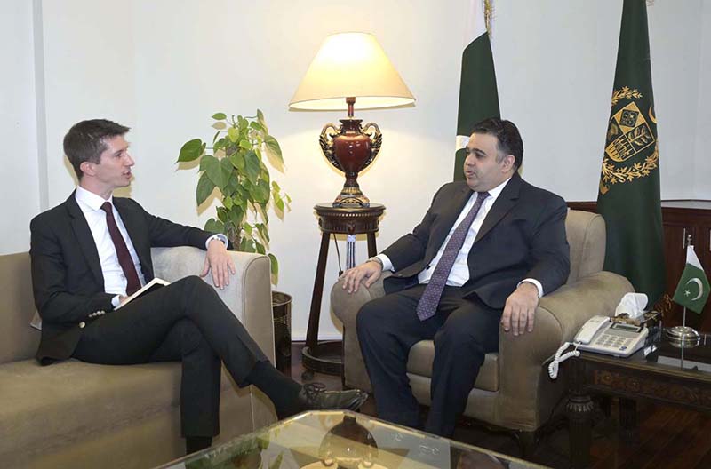 Deputy Head of Mission, Embassy of Switzerland, Marius Stucki calls on Fahd Haroon, Minister of State/Special Assistant to the Prime Minister on Digital Media, at his office