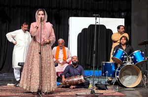 Artists perform in the theatre production “Bala,” based on the life of renowned Sufi poet Bulleh Shah, staged by Lahore Arts Council Alhamra in collaboration with Ajoka Theatre