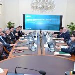 Federal Minister for Economic Affairs Ahad Cheema and Advisor to Prime Minister's Office Dr. Tauqeer Shah co-chairing meeting on National Digital Masterplan. Federal Minister for IT and Telecom Shaza Fatima Khawaja also attended the meeting
