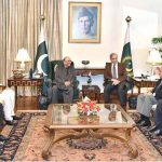 President Asif Ali Zardari in a meeting with Prime Minister Muhammad Shehbaz Sharif at Aiwan-e-Sadr. Deputy Prime Minister and Foreign Minister Ishaq Dar, Speaker National Assembly Sardar Ayaz Sadiq, Federal Minister for Interior Mohsin Naqvi, Federal Minister for Law Azam Nazeer Tarar and Senator Saleem Mandviwalla are also present