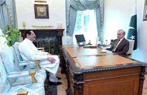 Minister for Defence Production, Mohammad Raza Hayat Harraj calls on Prime Minister Muhammad Shehbaz Sharif.