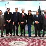 Chairman Senate of Pakistan, Syed Yousaf Raza Gilani and Senators in a group photo with Prince Edourad De Linge-La Termoille of Belgium at the Parliament House