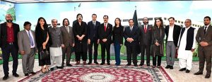 Chairman Senate of Pakistan, Syed Yousaf Raza Gilani and Senators in a group photo with Prince Edourad De Linge-La Termoille of Belgium at the Parliament House