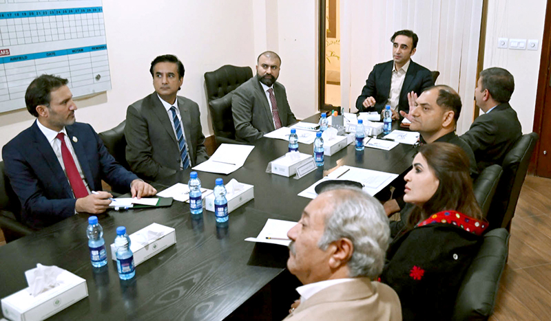 Balochistan Chief Minister Mir Sarfraz Bugti briefs Pakistan Peoples’ Party Chairman Bilawal Bhutto Zardari on the law and order situation and the progress of ongoing development projects during his visit