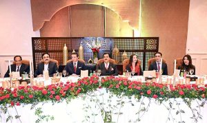 Chairman Senate, Syed Yousaf Raza Gilani addressing at a dinner he hosted in the honour of Prince Edourad De Linge-La Termoille of Belgium