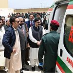 Pakistan Peoples’ Party Chairman Bilawal Bhutto Zardari inaugurates the Benazir Ambulance Service for Balochistan during his visit. Chief Minister Mir Sarfraz Bugti is also present on the occasion
