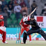 Hyderabad Kingsmen Usman Khan plays a shot during the Pakistan Super League (PSL) 2st Eliminator match plays between Hyderabad Kingsmen and Islamabad United at Gaddafi Stadium