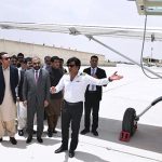 Chairman Pakistan Peoples’ Party, Bilawal Bhutto Zardari is being briefed following the inauguration of People’s Ambulance Service for Balochistan during his visit. Chief Minister Mir Sarfraz Bugti is also present on the occasion