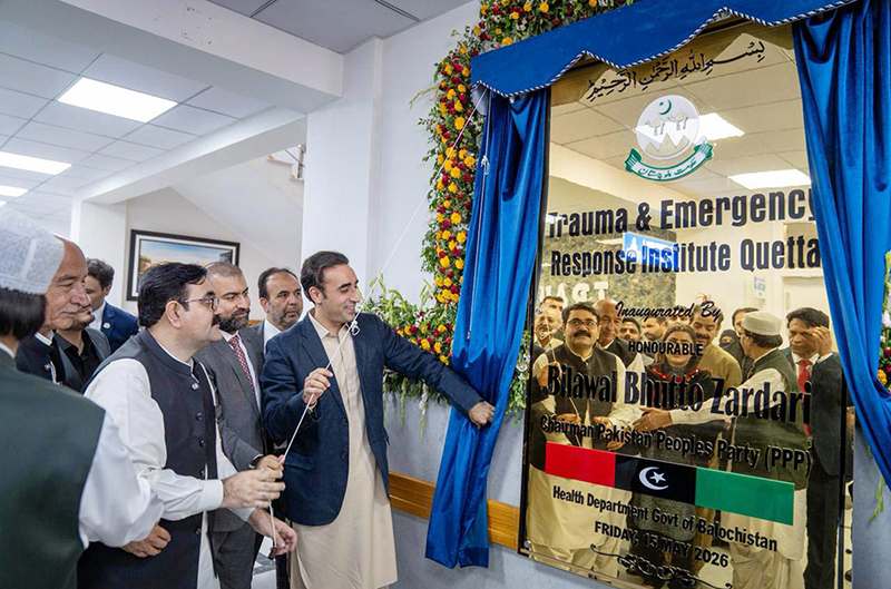Chairman PPP, Bilawal Bhutto Zardari inaugurates Quetta’s newly built 150‑bed Trauma Centre, a milestone in Balochistan’s healthcare reforms. Chief Minister Mir Sarfraz Bugti is also present on the occasion