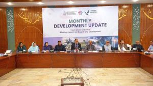 Federal Minister for Planning, Development & Special Initiatives, Ahsan Iqbal, briefing the media on the Monthly Development Update for May 2026