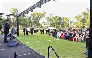 Federal Minister for Railways, Muhammad Hanif Abbasi, addresses the FIFA World Cup 2026 TM Launch Event at the Embassy of the United States of America.