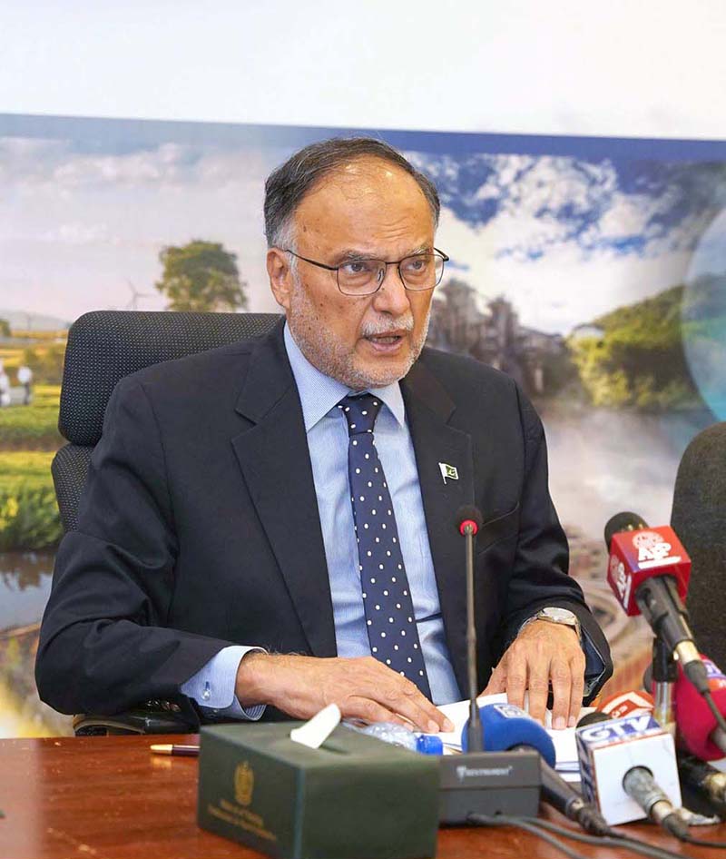 Federal Minister for Planning, Development & Special Initiatives, Ahsan Iqbal, briefing the media on the Monthly Development Update for May 2026