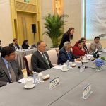 Federal Minister for Planning, Development and Special Initiatives Ahsan Iqbal expressing his views at the ceremony marking the 75th anniversary of diplomatic relations between Pakistan and China
