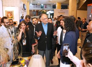 Federal Minister Ahsan Iqbal visits stalls at the IAP Exhibition 2026 in Islamabad, emphasizing the vital role of architectural innovation and design in boosting Pakistan’s exports