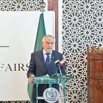Deputy Prime Minister and Foreign Minister Senator Mohammad Ishaq Dar, briefs the Diplomatic Corps on the first anniversary of Marka-e-Haq , at MoFA