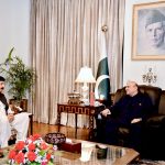 President Asif Ali Zardari in a meeting with Governor Punjab Sardar Saleem Haider Khan at Aiwan-e-Sadr