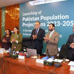 Federal Minister for Planning Development & Special Initiatives Ahsan Iqbal at the launching ceremony of Pakistan Population Projections 2023-2050