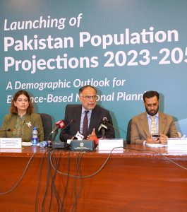 Federal Minister for Planning Development & Special Initiatives Ahsan Iqbal at the launching ceremony of Pakistan Population Projections 2023-2050