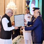 President Asif Ali Zardari confers Nishan-i-Imtiaz posthumously upon late Nawabzada Nasrullah Khan. The award is received by his son at an investiture ceremony at Aiwan-e-Sadr