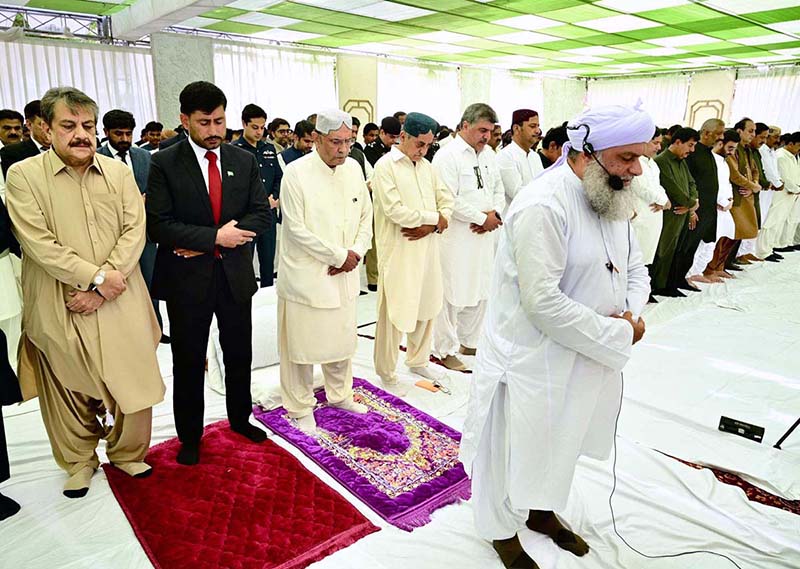 President Asif Ali Zardari offering Eidul Azha prayer at Zardari House