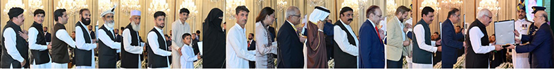 President Asif Ali Zardari confers civil awards upon recipients from different fields in recognition of their outstanding services and contributions to the nation at an investiture ceremony held at Aiwan-e-Sadr